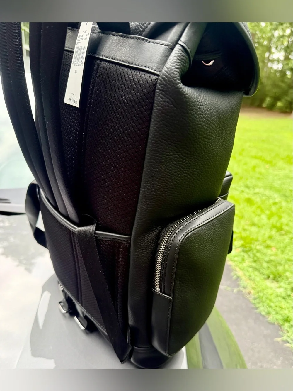 Michael Kors Black Pebbled Leather Flap Backpack